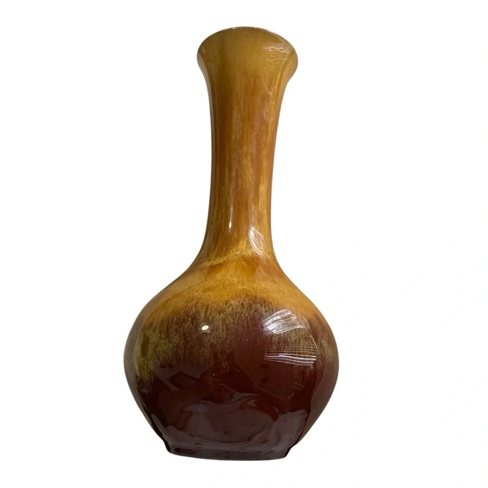 Blue Mountain Pottery BMP Brown & Gold Drip Glaze MCM Vase